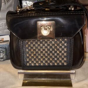 Furla Metropolis Black With Gold Hardware Jelly and Leather Crossbody Bag